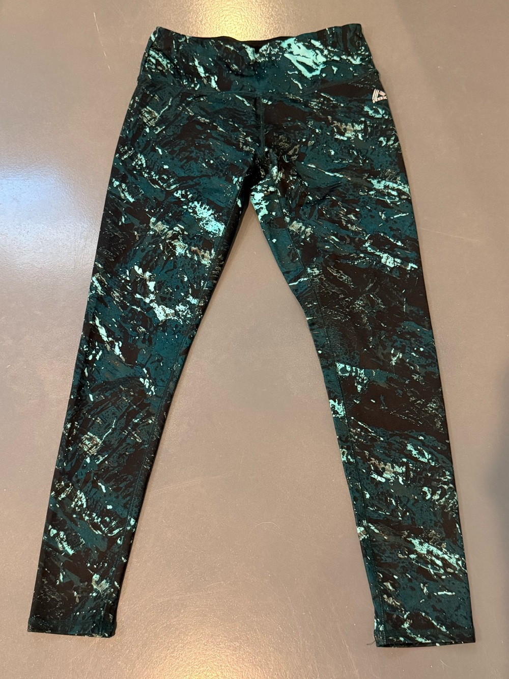 RBX Black and Teal Marble Print Leggings